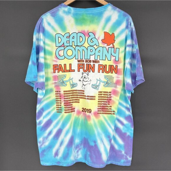 Dead & Company 2019 Tie-Dye Fall Fun Run T-Shirt 2XL Fruit Of The Loom Bob Weir - Picture 2 of 10